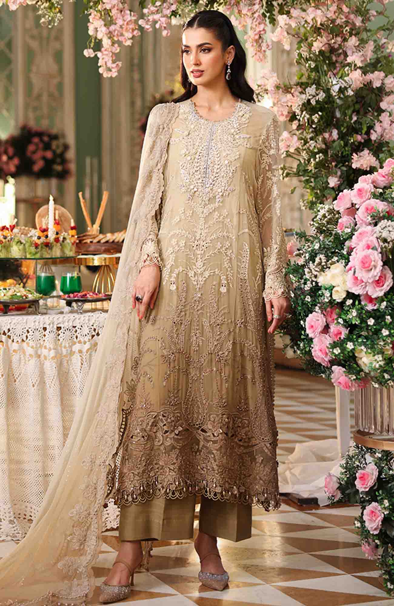 Tea Affair By Maria B Unstitched Chiffon Embroidered 3 Piece Suit- MBTACH-03- Formal Collection Cloth Centre Tea Affair By Maria B Unstitched Chiffon Embroidered 3 Piece Suit- MBTACH-03- Formal Collection Cloth Centre