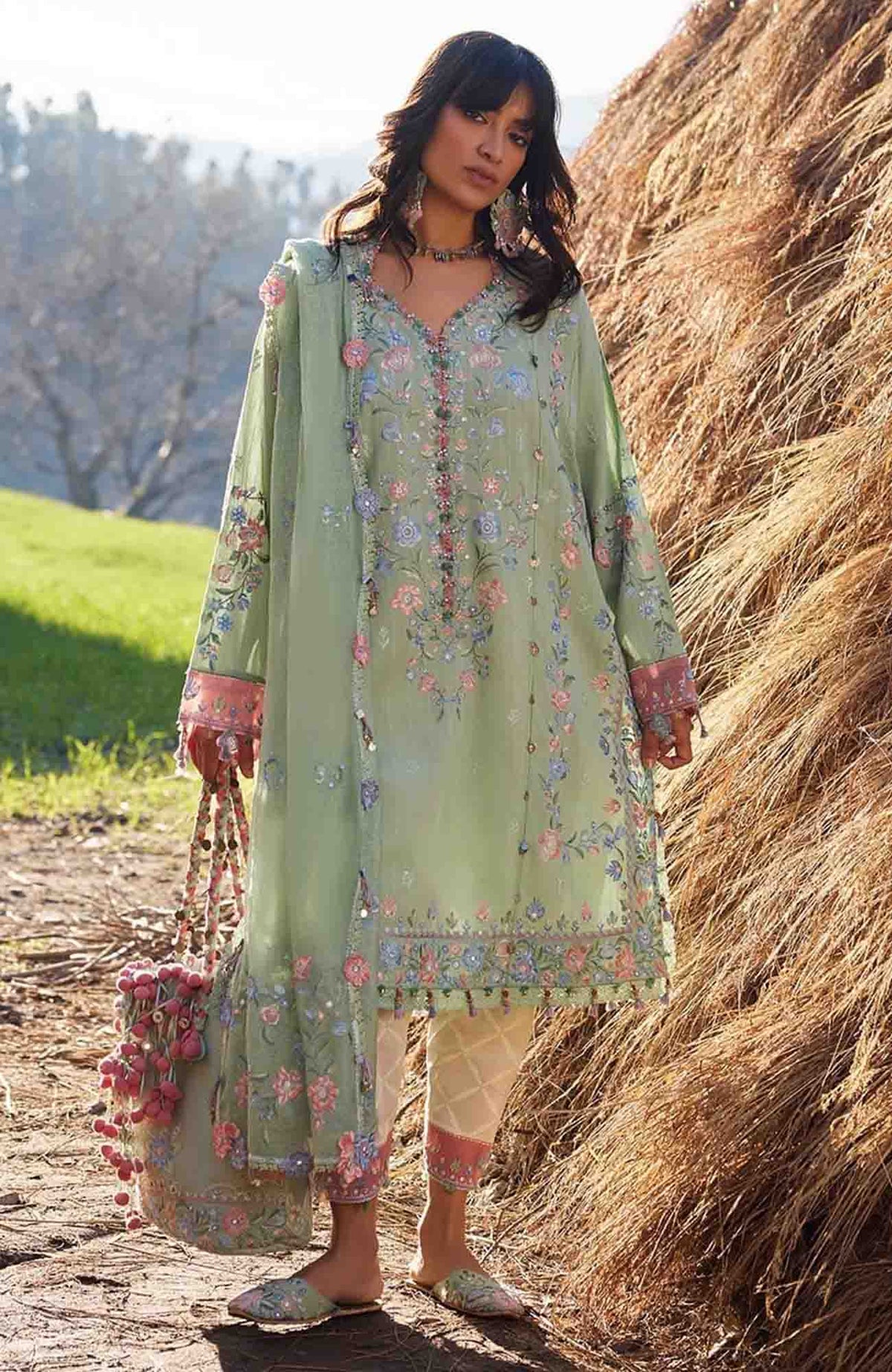 Meili By Zaha Unstitched Lawn Embroidered 3 Piece Suits -ZHMILXL-1B- Ruimei- Summer Collection