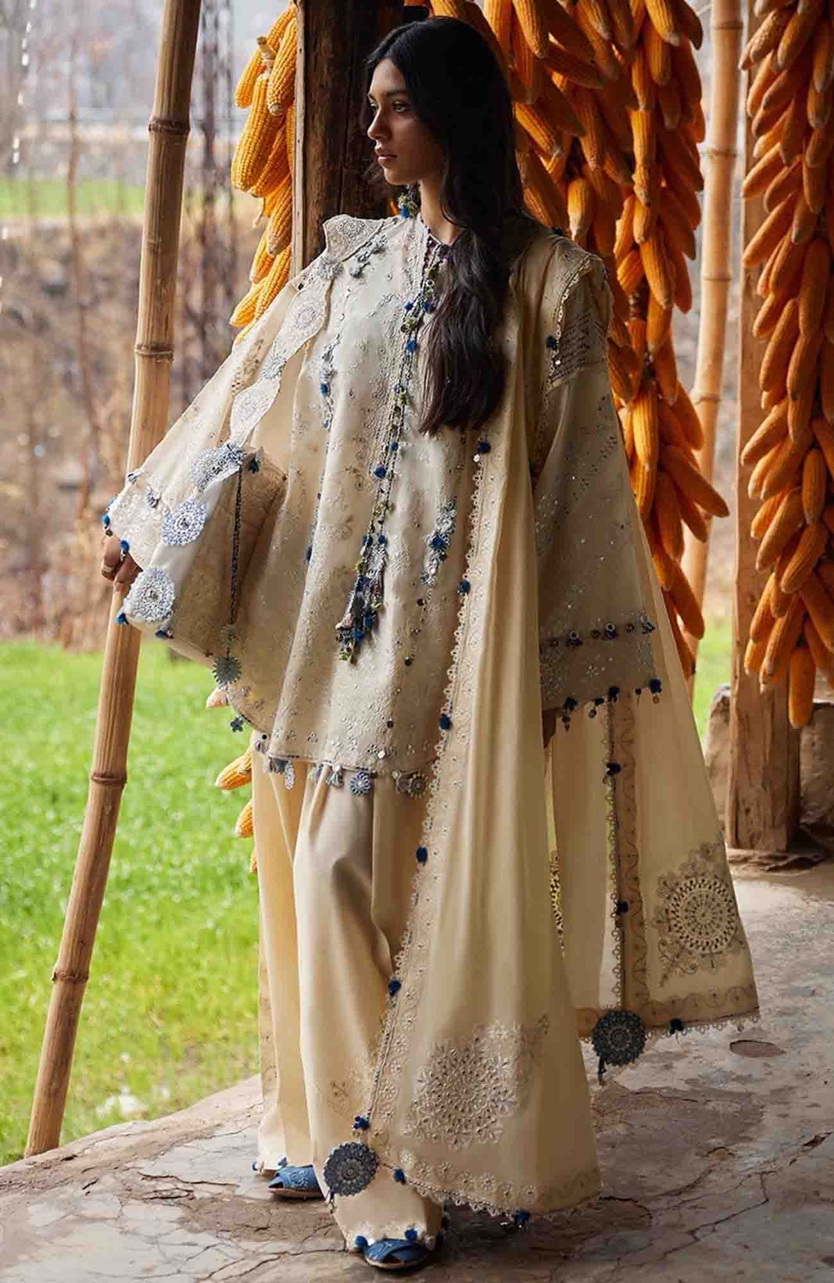 Meili By Zaha Unstitched Lawn Embroidered 3 Piece Suits -ZHMILXL-2B- Ruya- Summer Collection