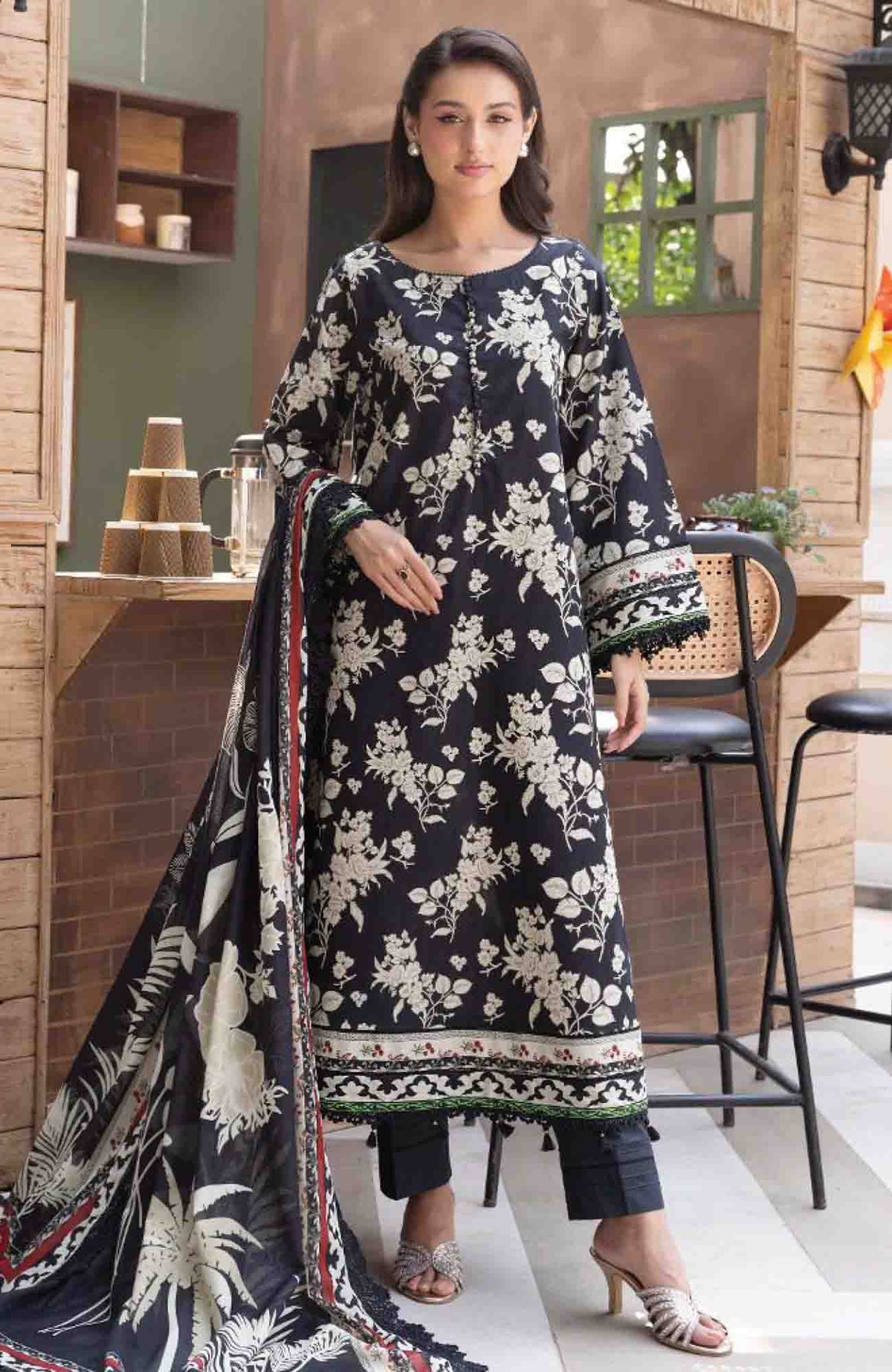 M Basic Elaheh Vol-II By Maria B Unstitched Lawn  Printed  3 Piece Suit - MBSCELPL02 - Summer Collection