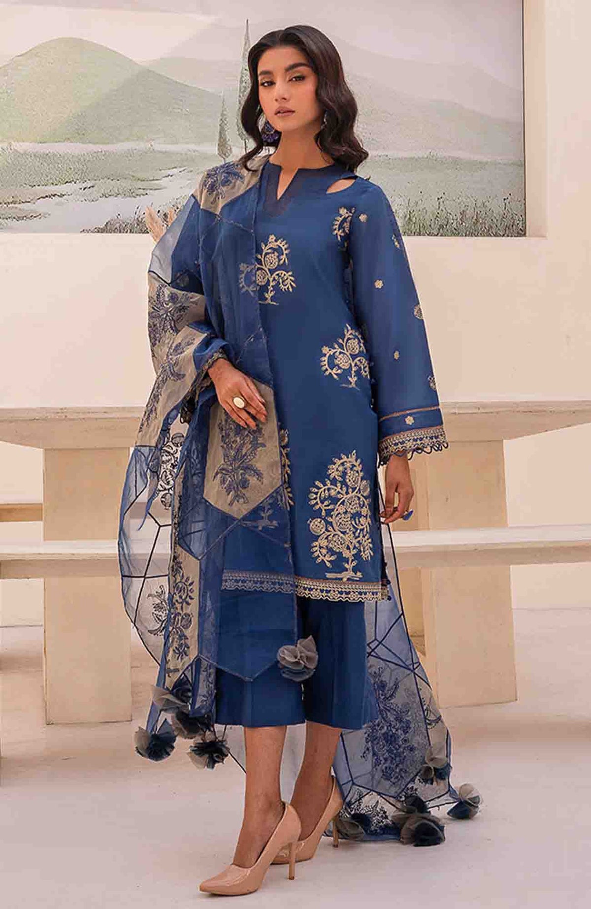 Arzu Luxury Lawn'24 by Humdum Unstitched Lawn Embroidered 3 Piece Suit - HMDARZ24L-03- Summer Collection