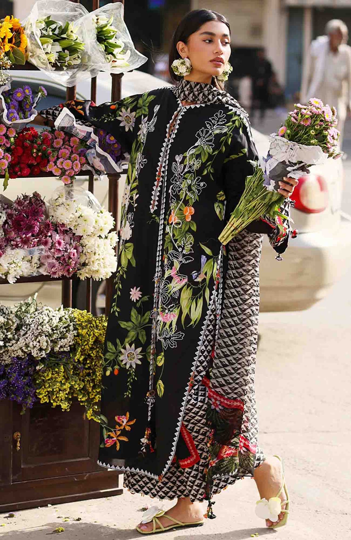 Wild Flower By Zaha Unstitched Lawn Embroidered 3 Piece Suits -ZHWLFLW-04- MIDNIGHT BLOOM  - Summer Collection