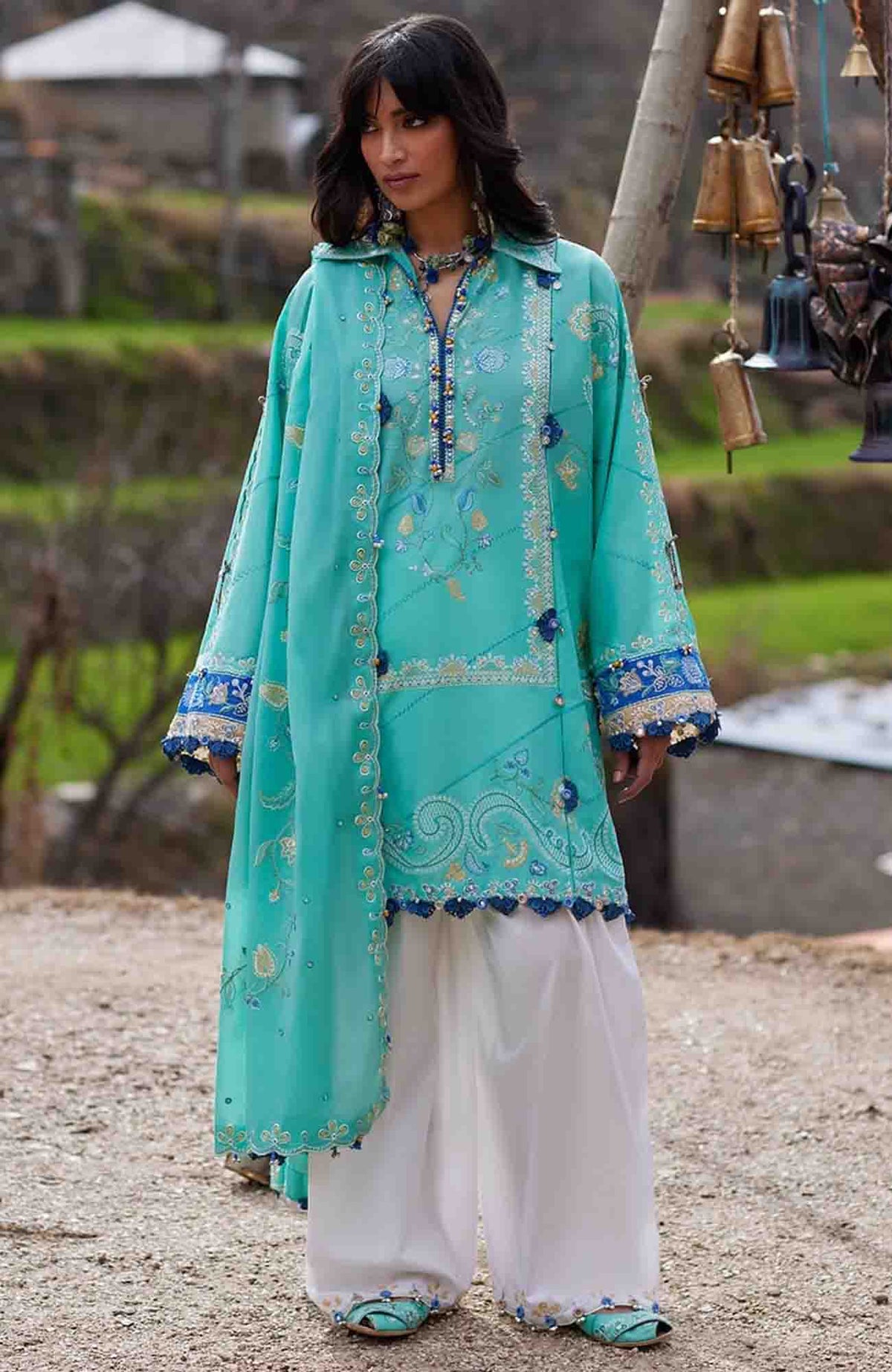 Meili By Zaha Unstitched Lawn Embroidered 3 Piece Suits -ZHMILXL-6A- Bi Yun- Summer Collection