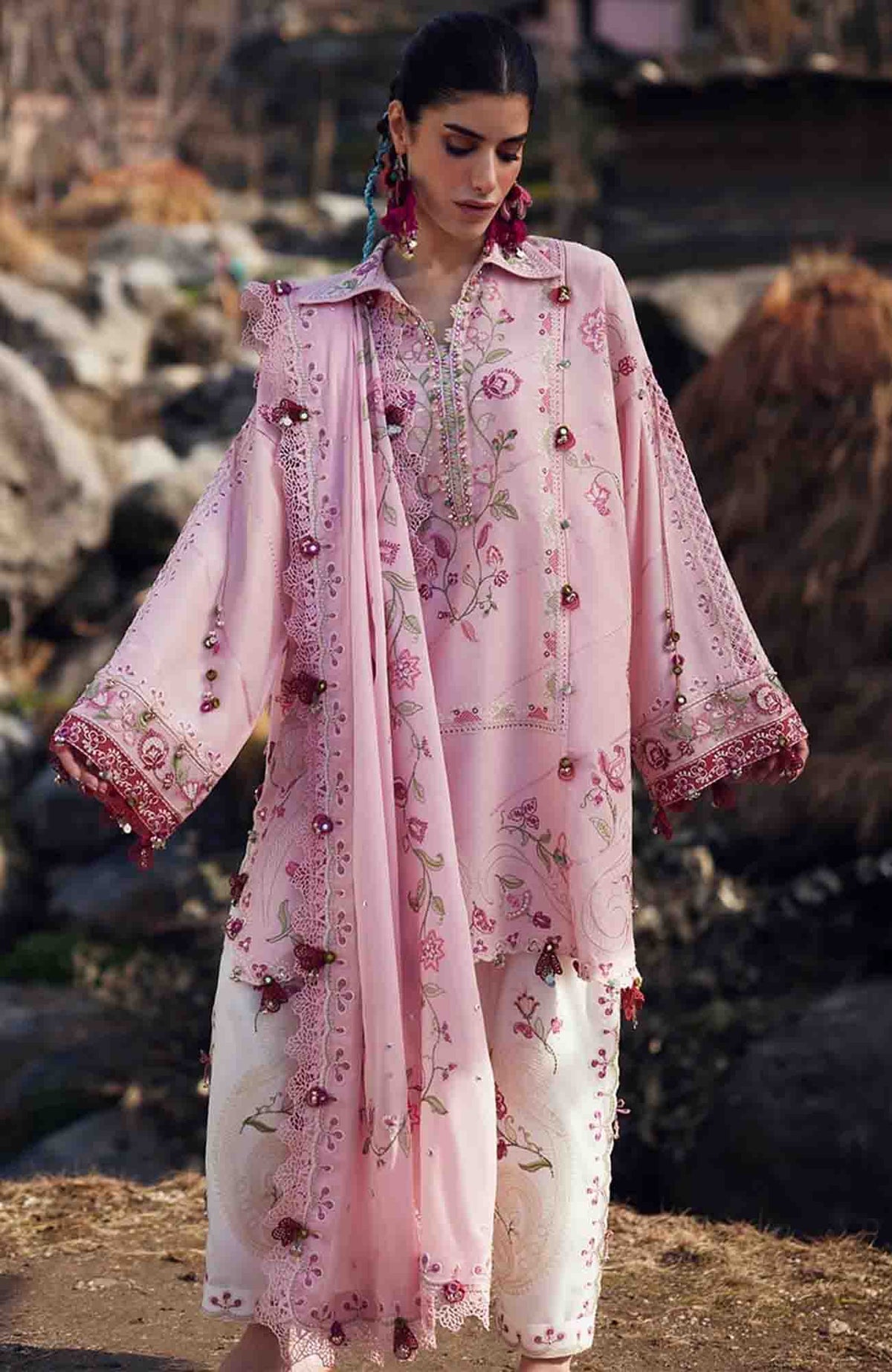 Meili By Zaha Unstitched Lawn Embroidered 3 Piece Suits -ZHMILXL-6B- Bi Yun- Summer Collection