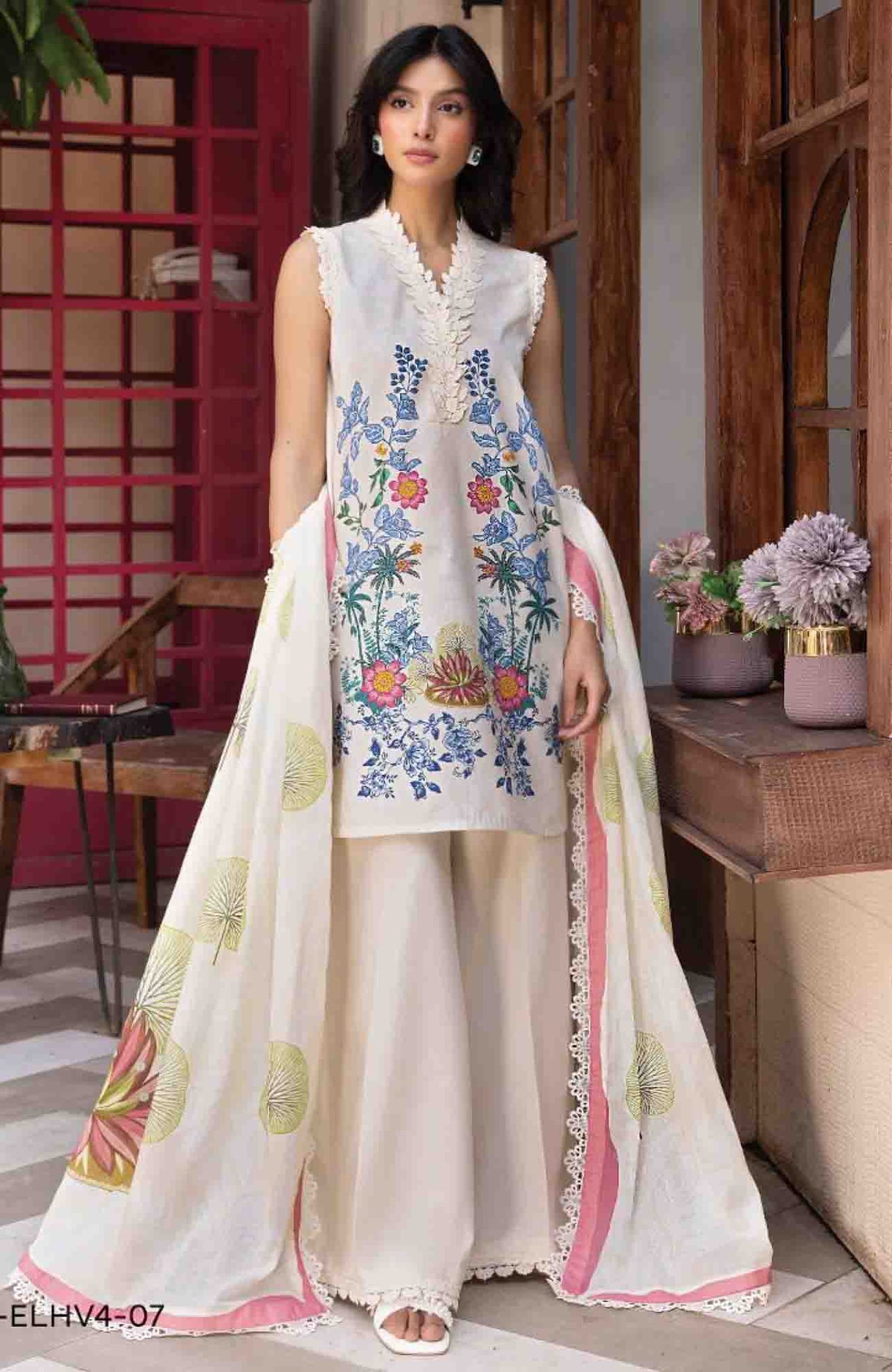 M Basic Elaheh Vol-II By Maria B Unstitched Lawn  Printed  3 Piece Suit - MBSCELPL07 - Summer Collection