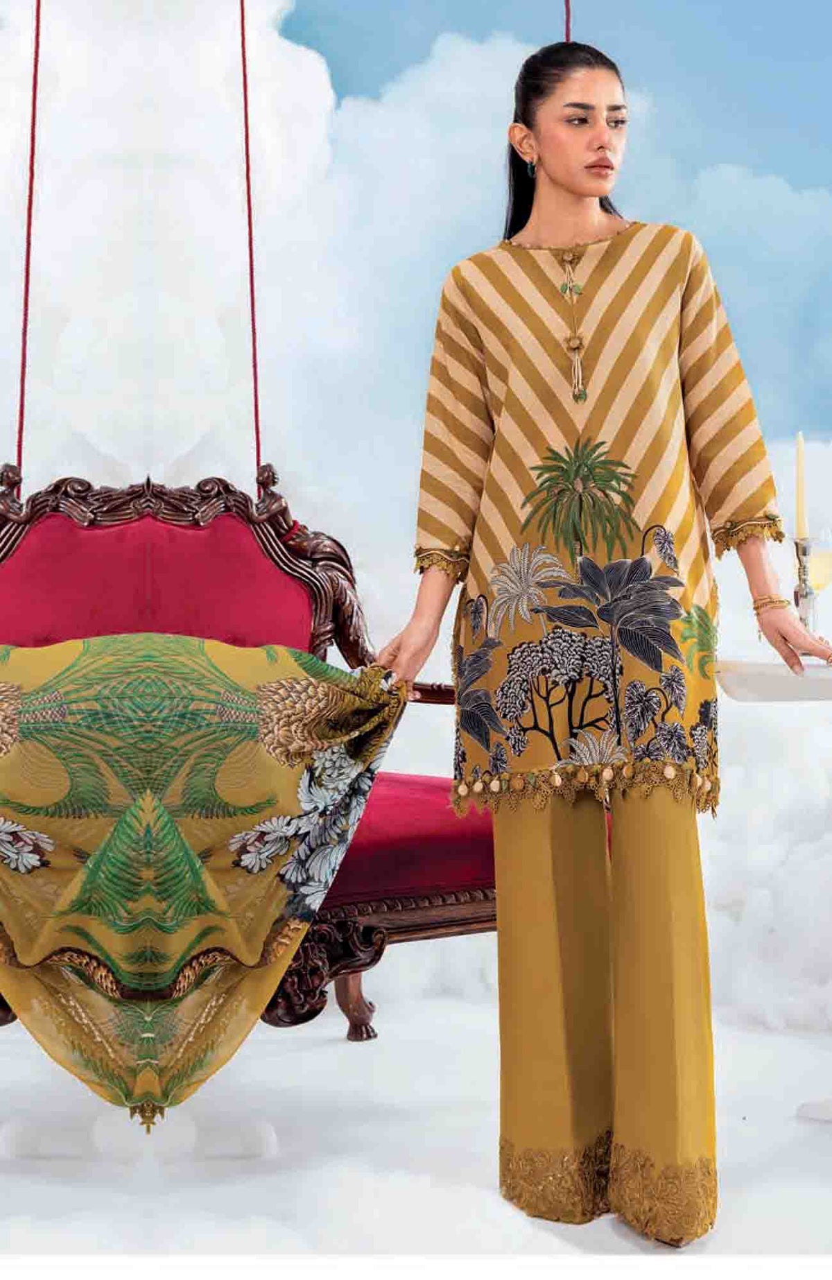 Mbasic by Maria B Unstitched Lawn Embroidered 3 Piece Suit Vol-2 - MBSCLV2-8A -  Summer Collection