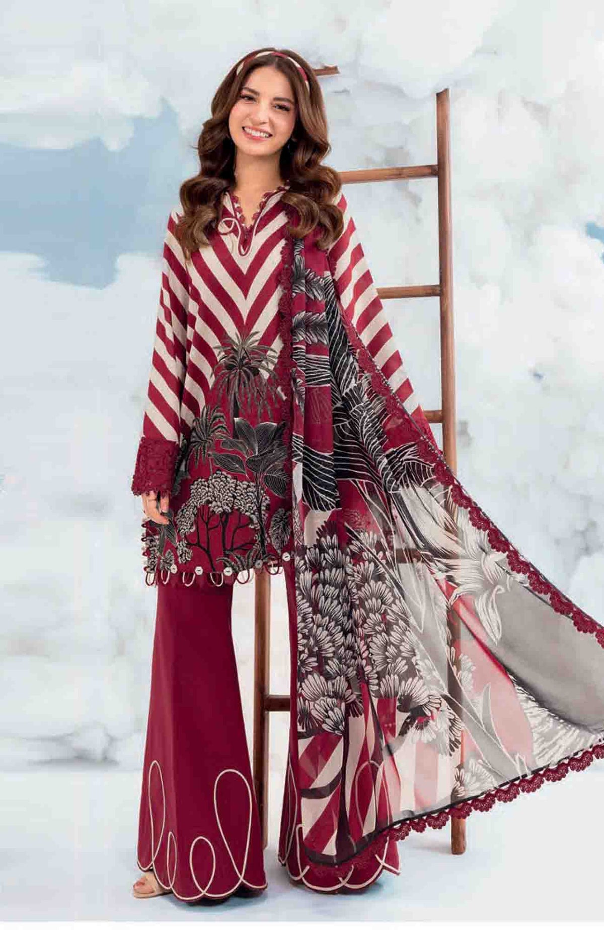 Mbasic by Maria B Unstitched Lawn Embroidered 3 Piece Suit Vol-2 - MBSCLV2-8B -  Summer Collection
