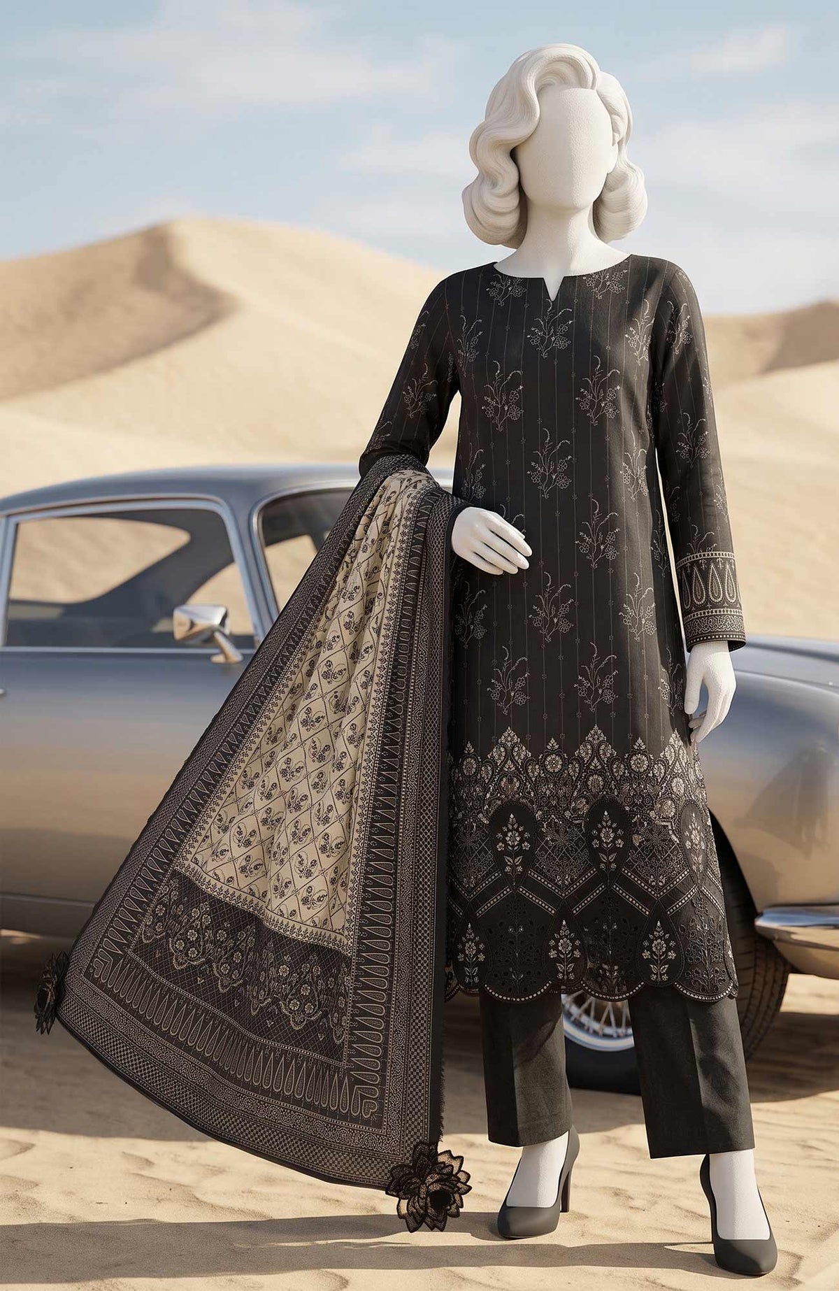 Zamana By Justuju Unstitched Embroidered Cambric 3 Piece Suit - JTJZMNW01- Winter Collection