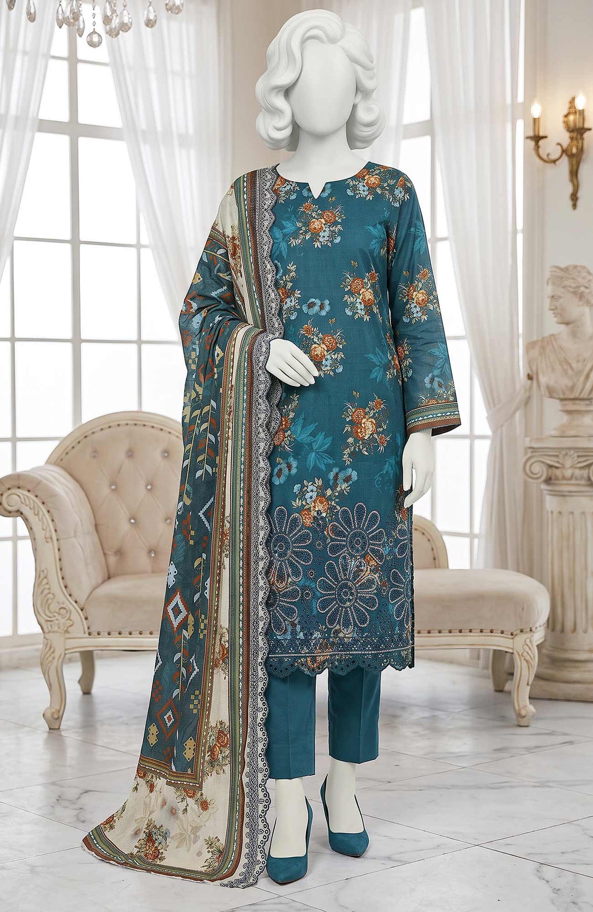 LUCHI  By Justuju Unstitched Embroidered Cambric 3 Piece Suit - JTJLCHI-01- Winter Collection