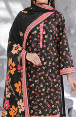 Maya Cambric Vol 1  BY Aizal Ready to wear Printed 3 Piece Suit -AZLV1MYA -01- Black Floral -  Winter Collection