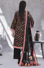 Maya Cambric Vol 1  BY Aizal Ready to wear Printed 3 Piece Suit -AZLV1MYA -01- Black Floral -  Winter Collection