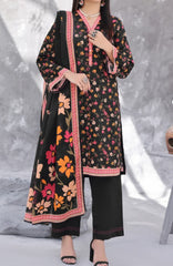 Maya Cambric Vol 1  BY Aizal Ready to wear Printed 3 Piece Suit -AZLV1MYA -01- Black Floral -  Winter Collection