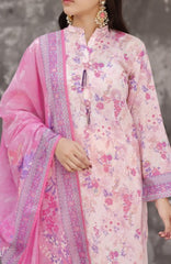 Maya Cambric Vol 1  BY Aizal Ready to wear Printed 3 Piece Suit -AZLV1MYA -10-  Soft Pink Floral-  Winter Collection