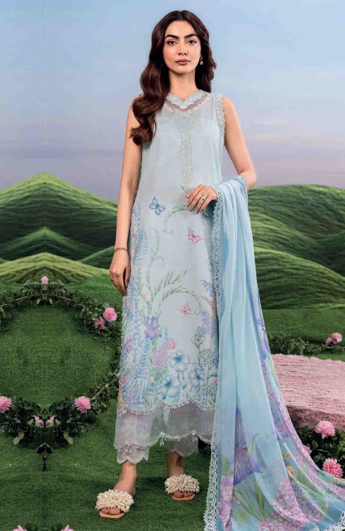 Mbasic by Maria B Unstitched Lawn Embroidered 3 Piece Suit Vol-2 - MBSCLV2-10A-  Summer Collection