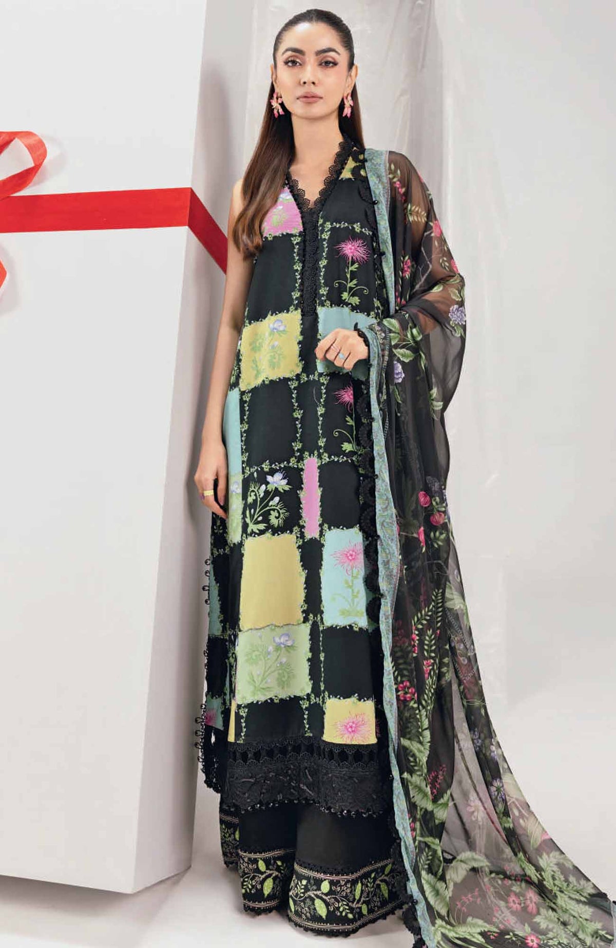 Mbasic by Maria B Unstitched Lawn Embroidered 3 Piece Suit - MBSCL-10B -  Summer Collection