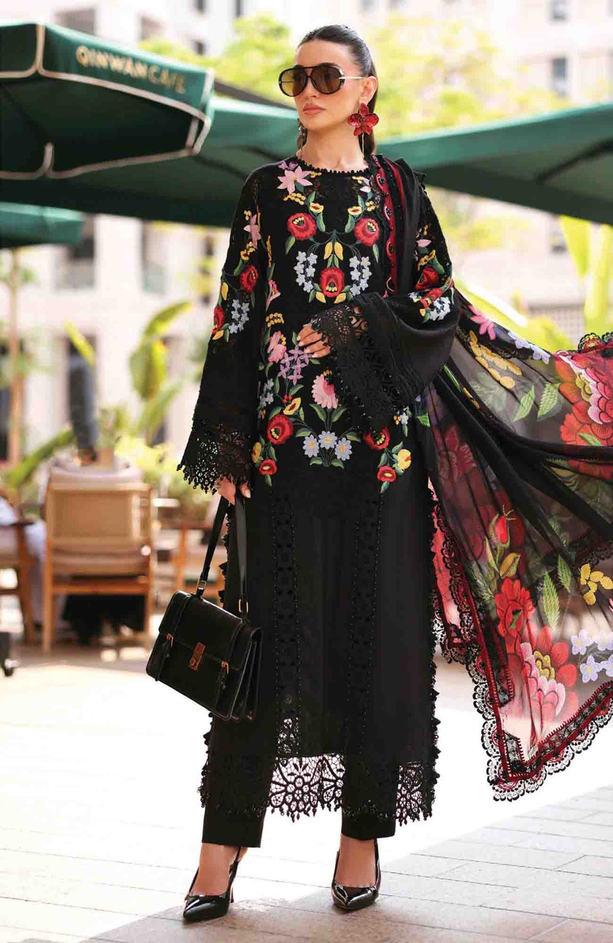 Luxury Lawn By Maria B Unstitched Lawn Embroidered 3 Piece Suit - MBLXL-10B- Summer Collection