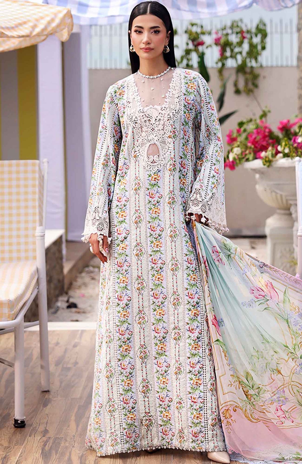 M Prints Eid II- By Maria B Unstitched Lawn Prints 3 Piece Suit  - MBMPEIDII-10B- Summer Collection