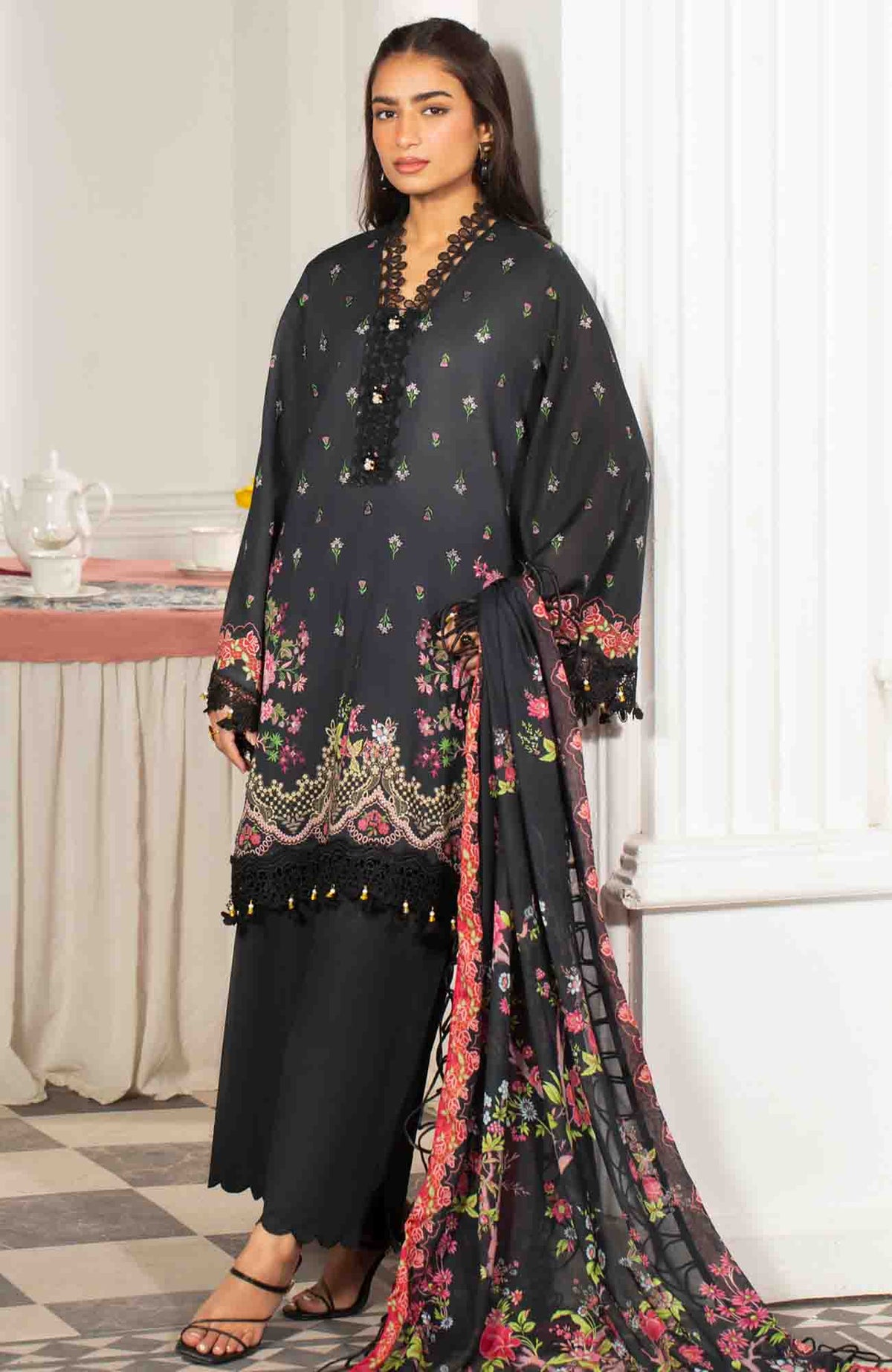 Mausummery Unstitched Lawn Printed 3 Piece Suit Vol-2 MUSV2L10 - Noir - Summer Collection