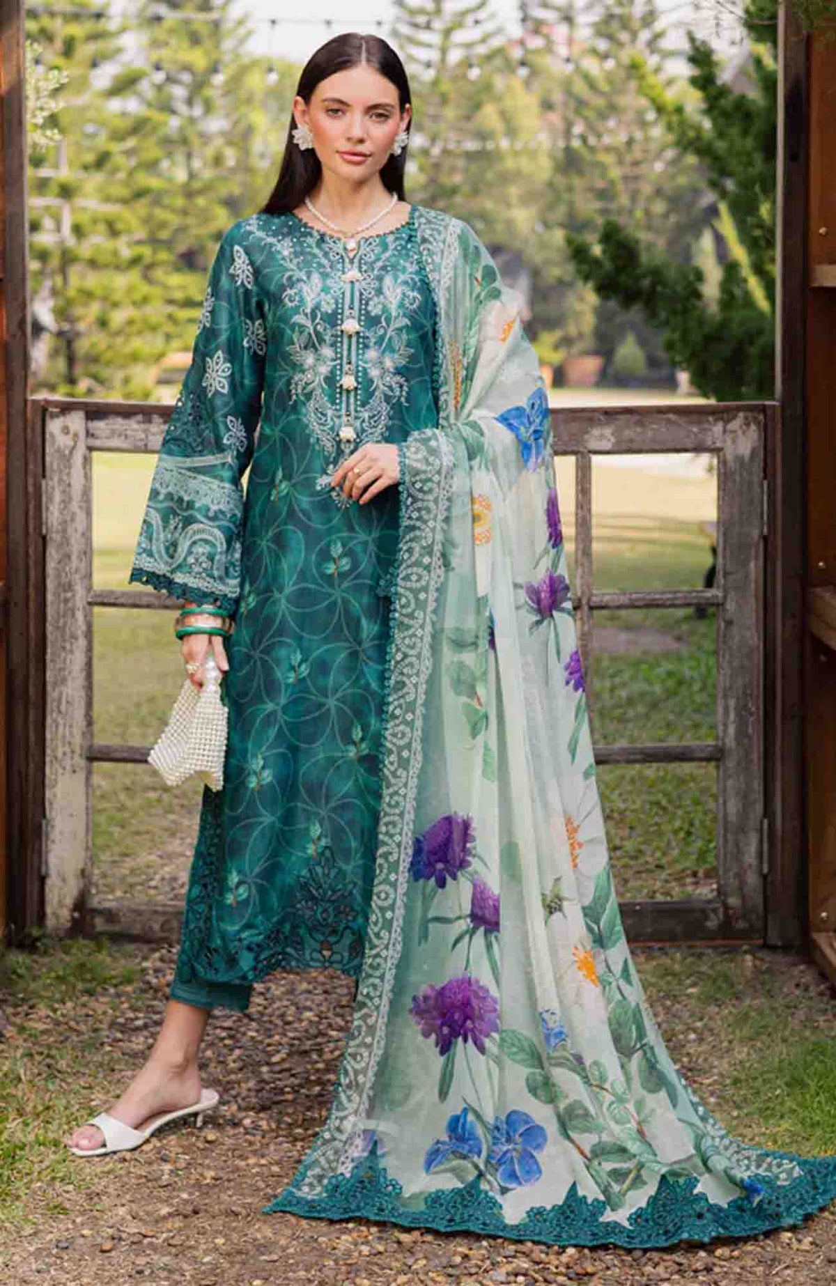 Gardenia By Nureh Unstitched Lawn Embroidered 3 Piece Suit - NRGRDL-04- Summer Collection