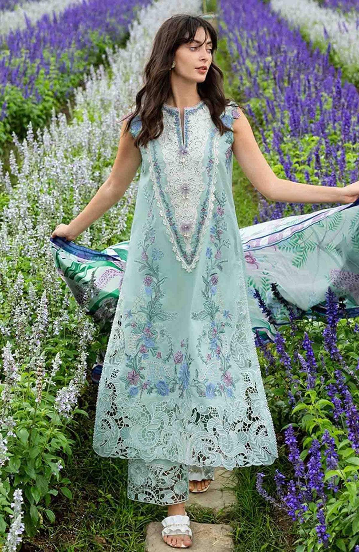 The Secret Garden - Hemline By Mushq Unstitched Lawn  Embroidered 3 Piece Suit MQHMSGL - 03-Hummingbird Haven -  Summer Collection