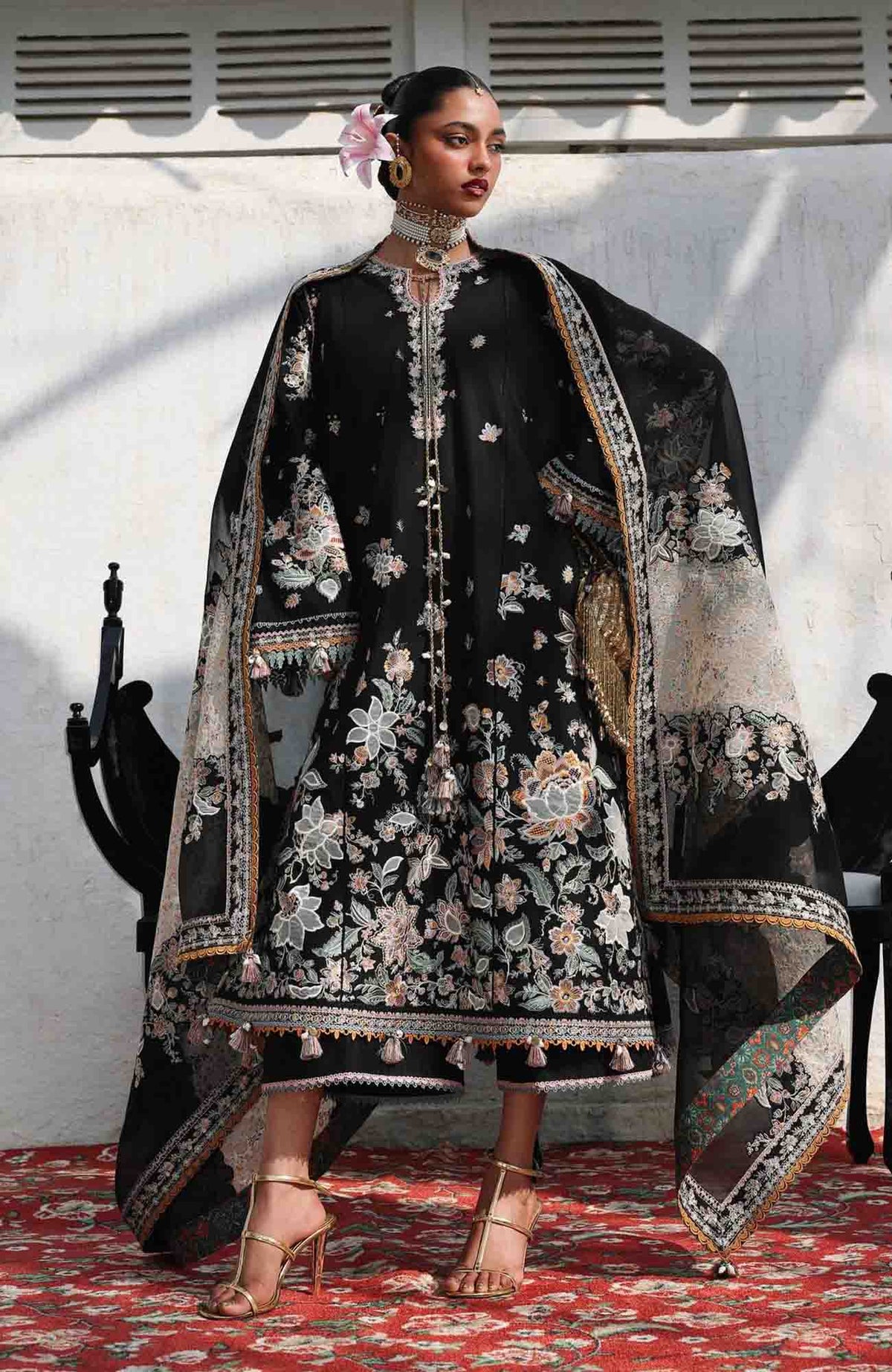 Kala Bagh By Hussain Rehar Unstitched Luxury Lawn Embroidered 3 Piece Suit - HRKBLXL-10- Sable- Summer Collection