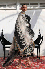 Kala Bagh By Hussain Rehar Unstitched Luxury Lawn Embroidered 3 Piece Suit - HRKBLXL-10- Sable- Summer Collection