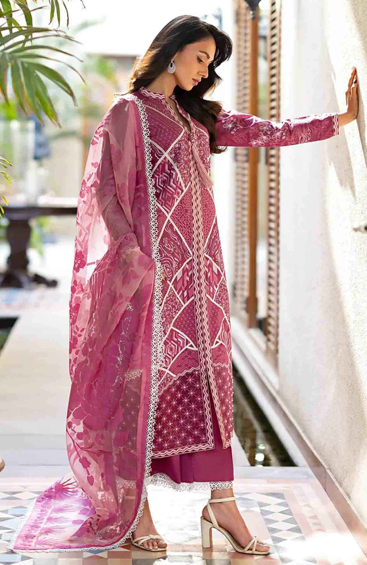 Astoria By Mushq Unstitched  Festive Lawn Embroidered 3 Piece Suit - MQHMAFL-03- Rosea- Summer Collection