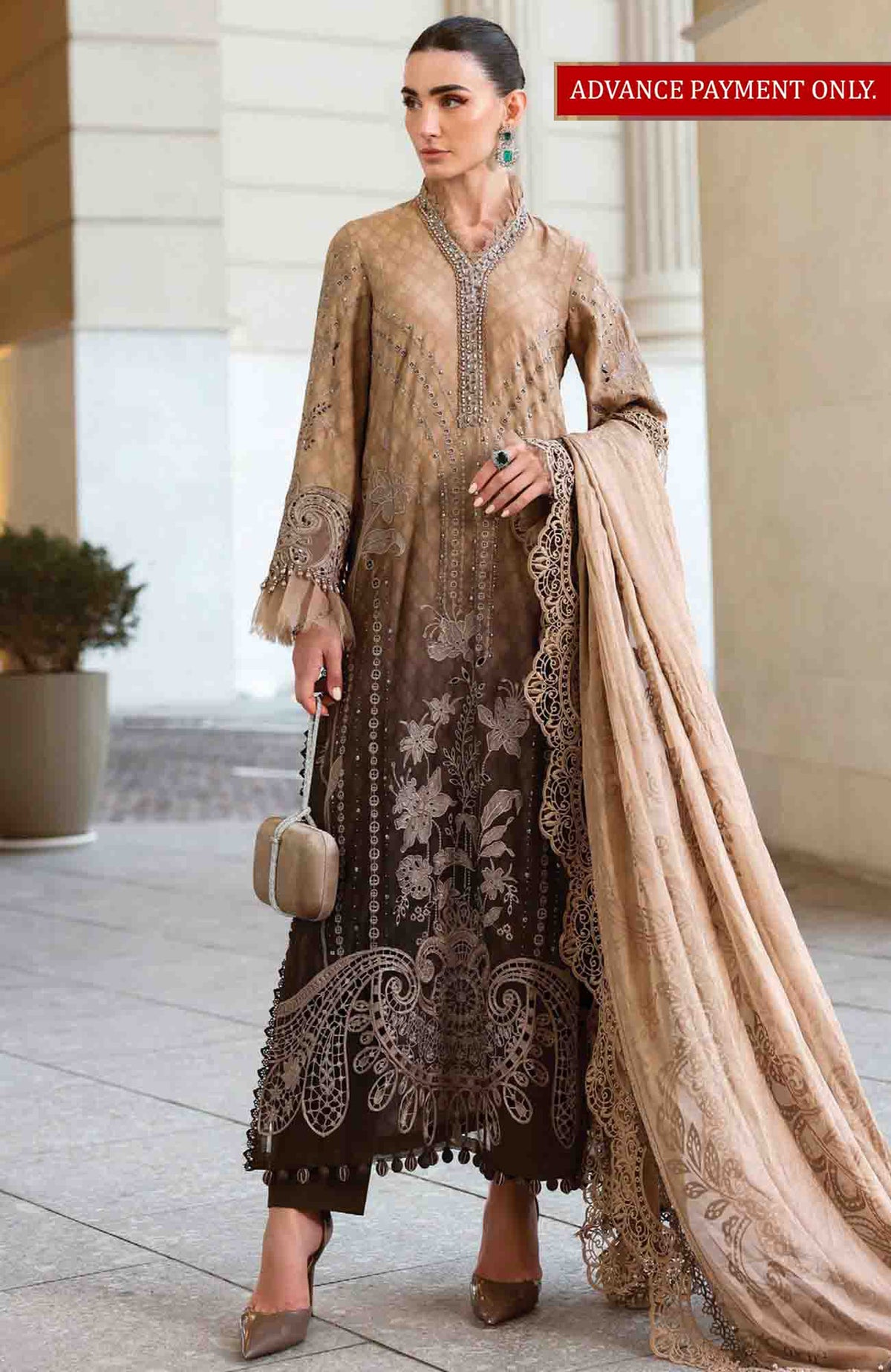 Luxury Lawn By Maria B Unstitched Lawn Embroidered 3 Piece Suit - MBLXL-1A- Summer Collection