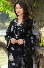 Luxury By Elaf Unstitched Lawn Embroidered 3 Piece Suit - ELFLXL-2B- Midnight Blossom - Summer Collection