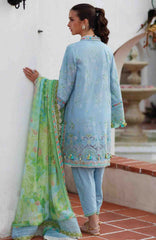 Luxury Lawn By Farah Talib Aziz Unstitched Lawn Embroidered 3 Piece Suit - FTALXL-10- Sienna Sky Blue- Summer Collection