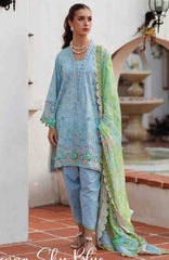 Luxury Lawn By Farah Talib Aziz Unstitched Lawn Embroidered 3 Piece Suit - FTALXL-10- Sienna Sky Blue- Summer Collection
