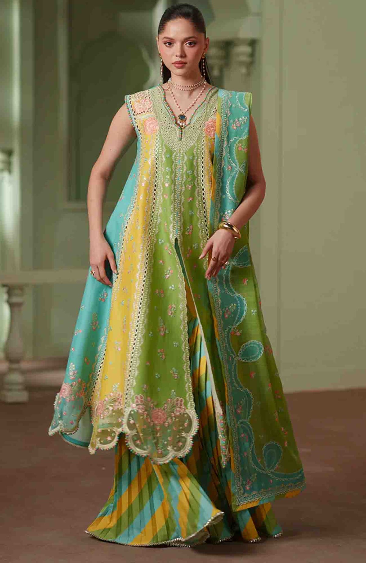 Mashriq Luxury By Bin Ilyas Unstitched Lawn Embroidered 3 Piece Suits - BNLML-4A- Summer Collection