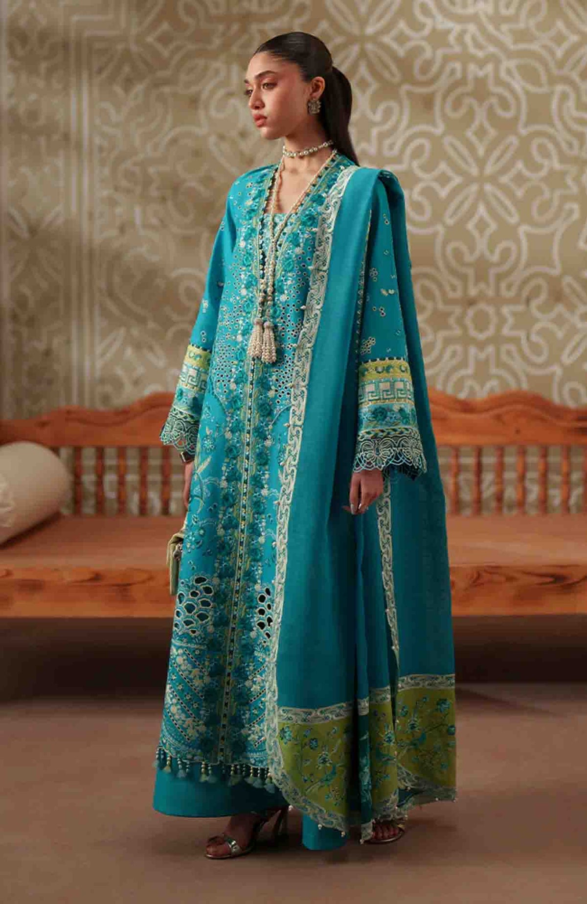 Mashriq Luxury By Bin Ilyas Unstitched Lawn Embroidered 3 Piece Suits - BNLML-6B- Summer Collection