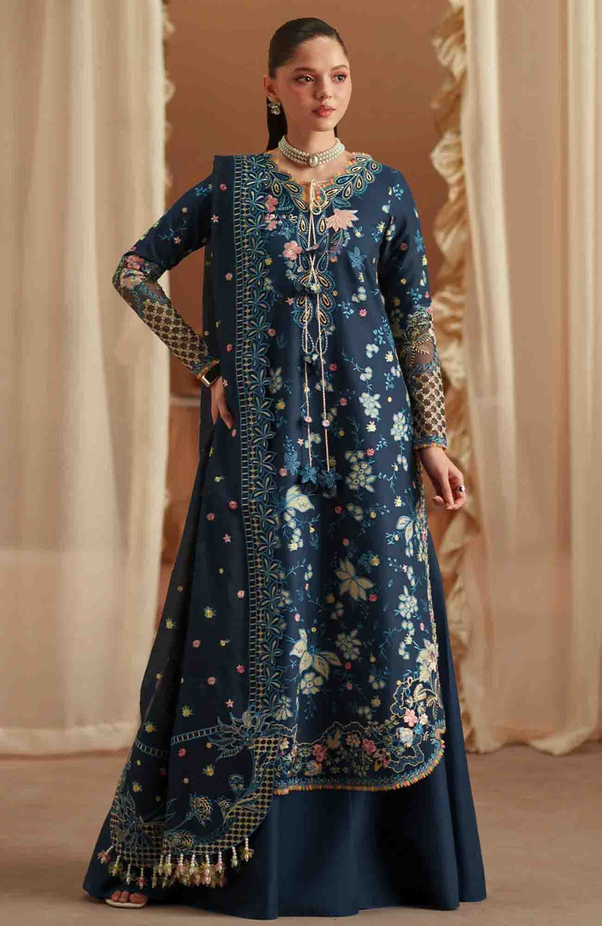 Mashriq Luxury By Bin Ilyas Unstitched Lawn Embroidered 3 Piece Suits - BNLML-7C- Summer Collection