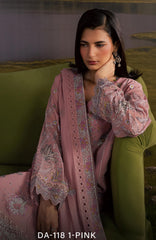 Divani By Daria  Unstitched Chiffon Embroidered 3 Piece - DRDVN-01- Pink -Fomal Collection