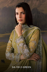 Divani By Daria  Unstitched Chiffon Embroidered 3 Piece - DRDVN-02- Green -Fomal Collection