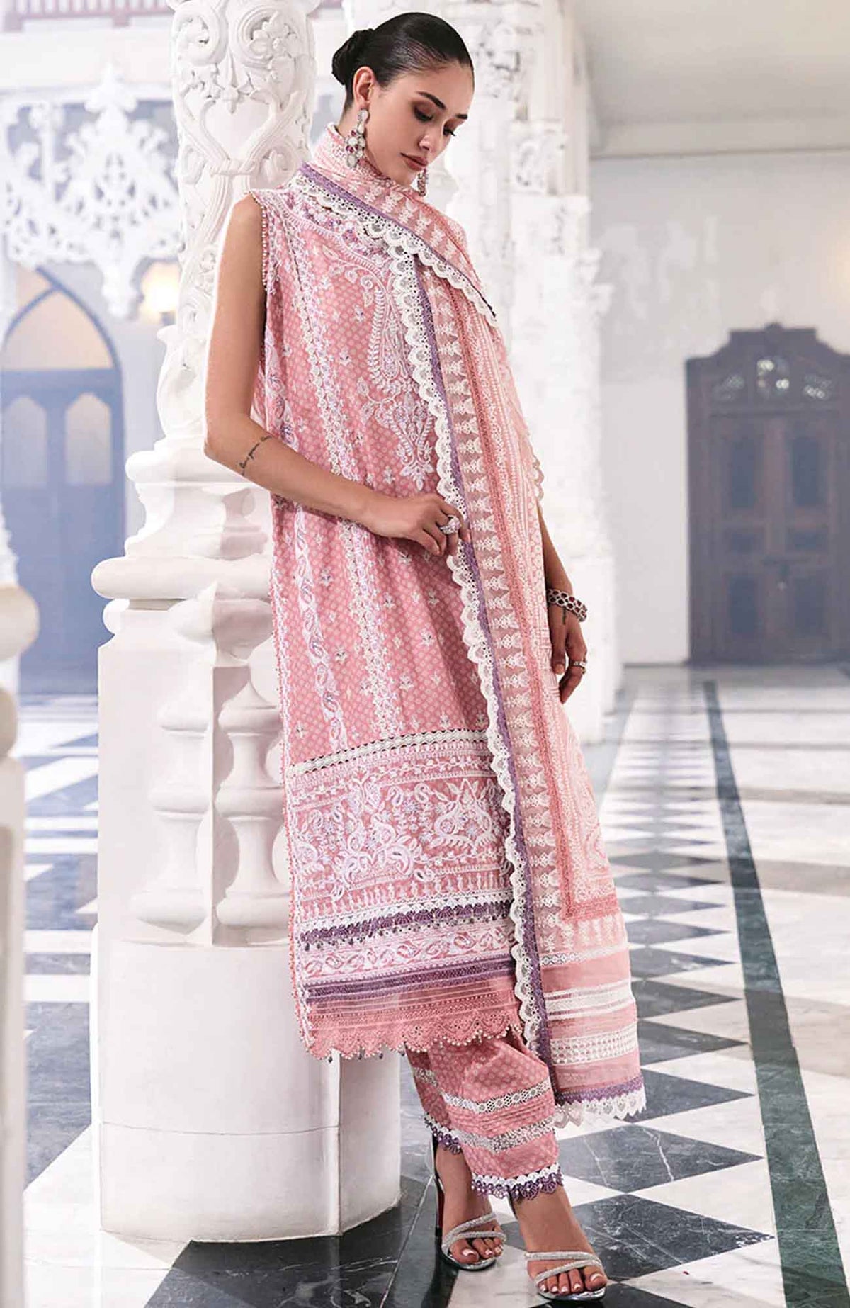 Luxury Lawn By Sobia Nazir Unstitched Lawn Embriodered 3 Piece Suit - SNLEL-11A- Summer Collection