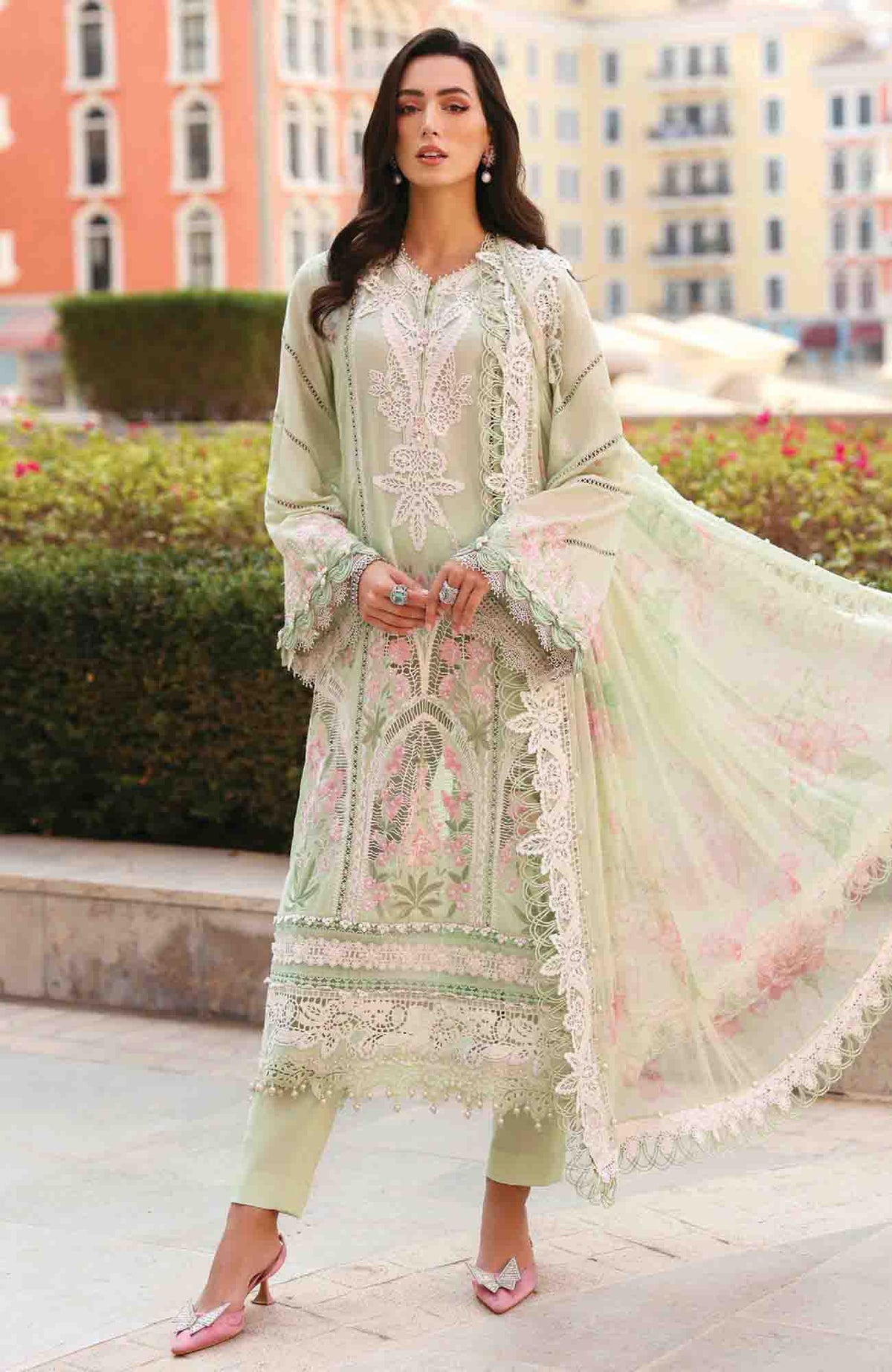 Luxury Lawn By Maria B Unstitched Lawn Embroidered 3 Piece Suit - MBLXL-11A- Summer Collection
