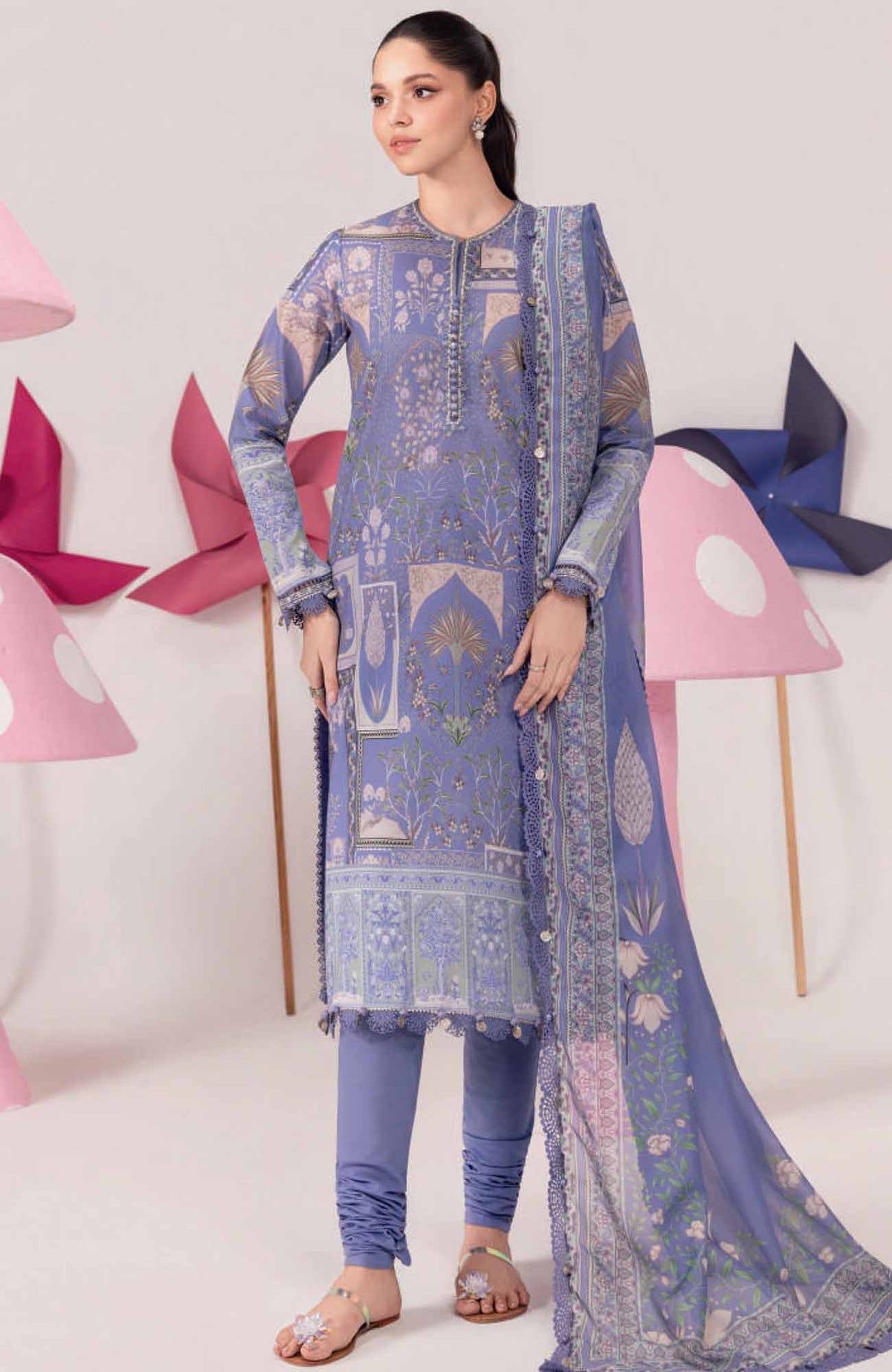 Mbasic by Maria B Unstitched Lawn Embroidered 3 Piece Suit - MBSCL-11B -  Summer Collection