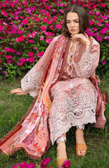 The Secret Garden - Hemline By Mushq Unstitched Lawn  Embroidered 3 Piece Suit MQHMSGL - 06 - Peach Blossom -  Summer Collection