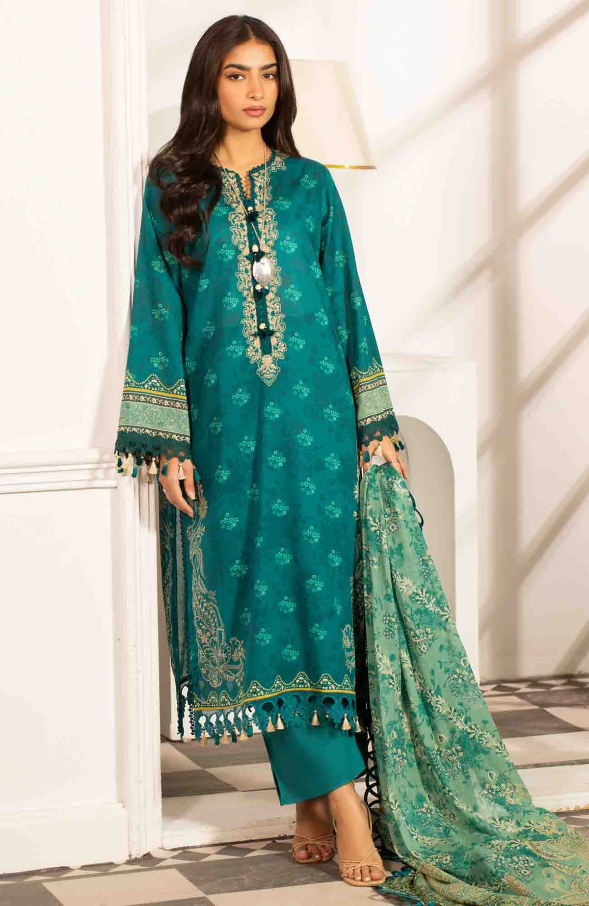 Mausummery Unstitched Lawn Printed 3 Piece Suit Vol-2 MUSV2L11 - Emrald - Summer Collection