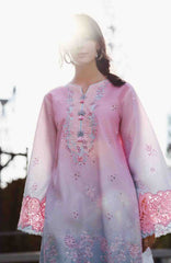 Solace Ombre Chikankari By Mushq Unstitched Lawn Embroidered 3 Piece Suit - MQHMSOCK- Faint Blossom- Summer Collection