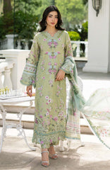 Signature Vol- II By Elaf Unstitched Lawn Embroidered 3 Piece Suit - ELFSGNV2-6A- Jade - Summer Collection