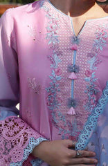 Solace Ombre Chikankari By Mushq Unstitched Lawn Embroidered 3 Piece Suit - MQHMSOCK- Faint Blossom- Summer Collection