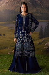 Divani By Daria  Unstitched Chiffon Embroidered 3 Piece - DRDVN-03- Blue -Fomal Collection