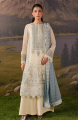 Divani By Daria  Unstitched Chiffon Embroidered 3 Piece - DRDVN-05- White -Fomal Collection