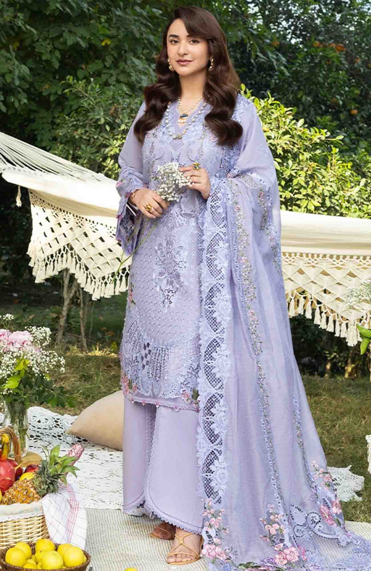 Luxury By Elaf Unstitched Lawn Embroidered 3 Piece Suit - ELFLXL-3B- Paradise - Summer Collection