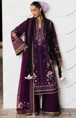 Zan By Hussain Rehar Unstitched Lawn Embroidered 3 Piece Suit -HRZANLXL-14- Banafsh- Summer Collection