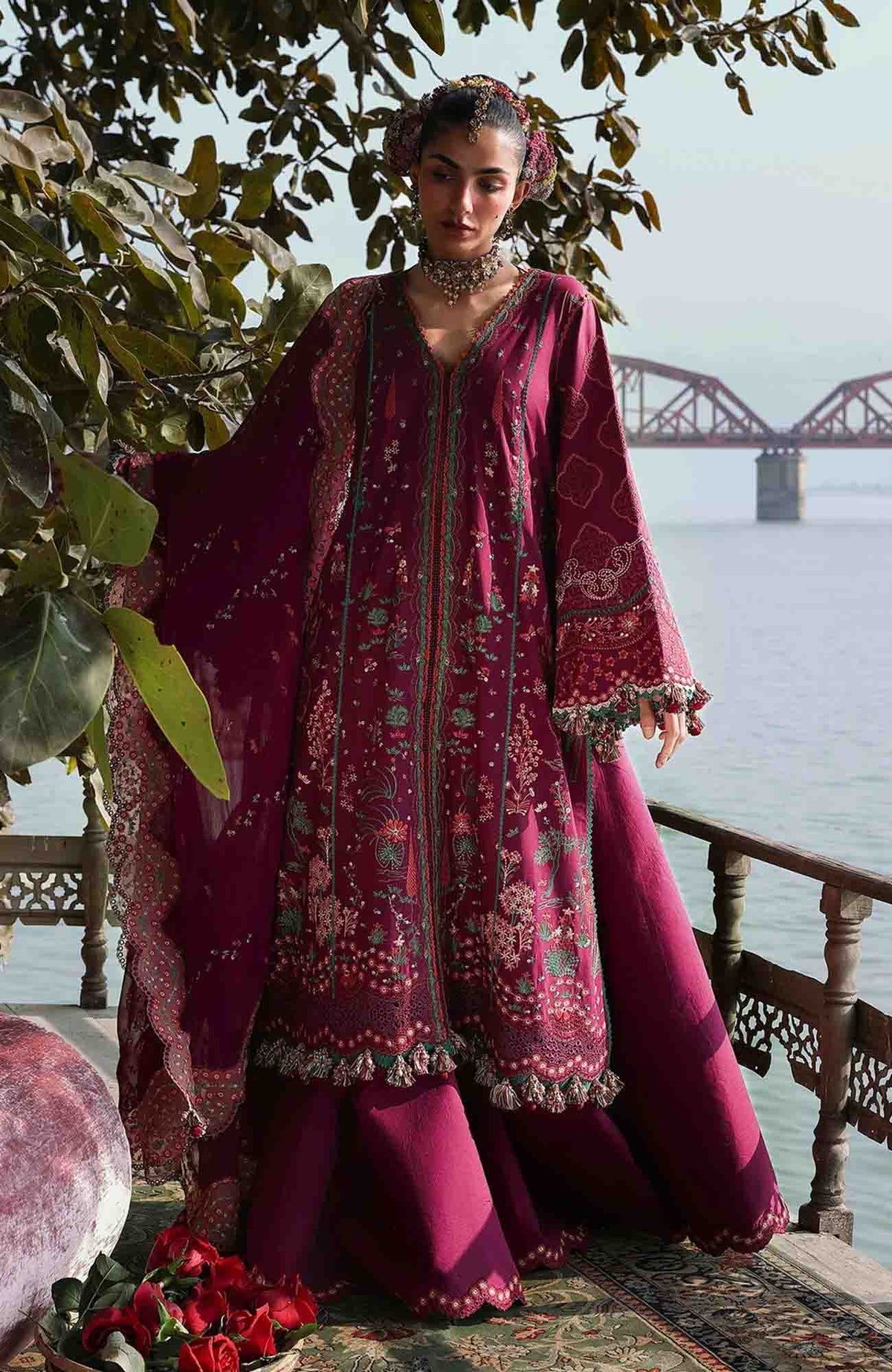Kala Bagh By Hussain Rehar Unstitched Luxury Lawn Embroidered 3 Piece Suit - HRKBLXL-12- Anjas- Summer Collection
