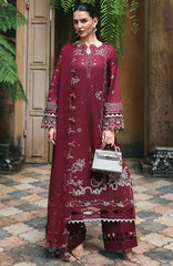 Qline by Qalamkar  Unstitched Lawn Embroidered 3 Piece Suit - QLMQDL-12- Garnet -  Summer Collection